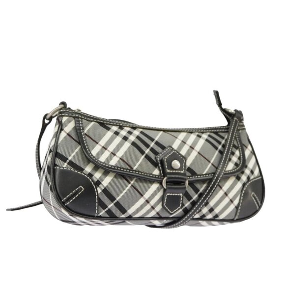 BURBERRY Blue Label Nova Check Shoulder Bag Canvas Silver Black - Picture 1 of 16